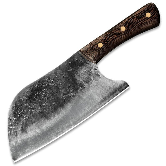 REAL CHOPPER 8" BLACK TRADITIONAL HAMMERED CLEAVER KNIFE